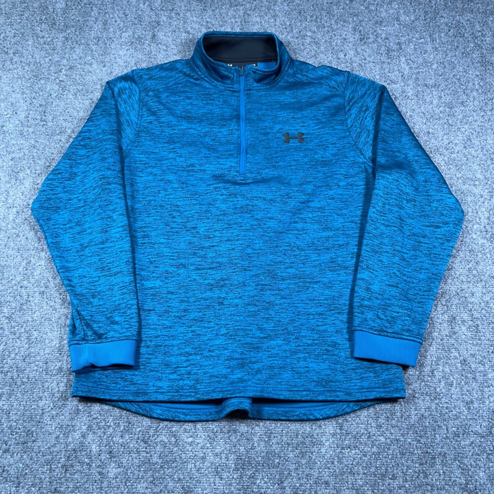 Under Armour ColdGear 1/4 Zip Pullover Mens Large Fleece Lined Space Dye Blue